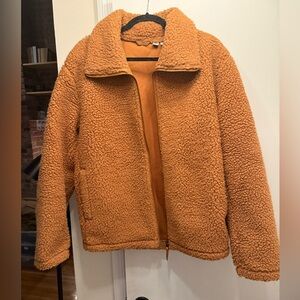 Uniqlo Cozy Orange/brown Teddy Sherpa Jacket